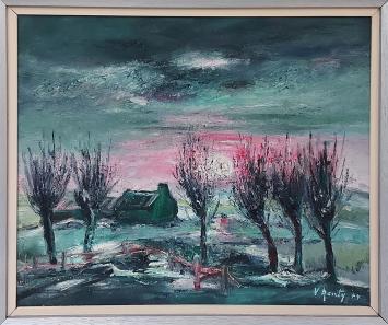 Landschap, schilderij van Victor Renty