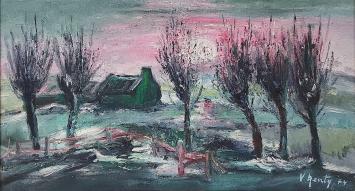 Landschapje met boerderij en knotwilgen 1974