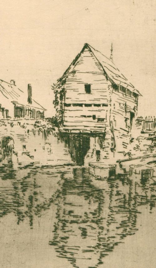 Droge naald ets van Belgische etser Vikke van den Bergh