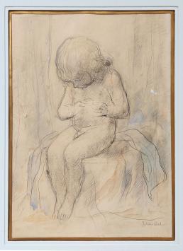 Tekening van Jules Van Ael, zittend kindje