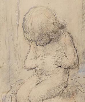 Opgehoogde tekening, Jong zittend meisje