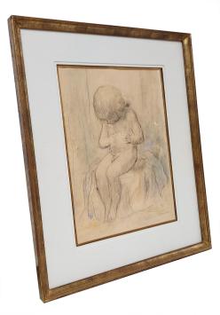 Opgehoogde tekening, Jong zittend meisje