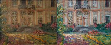 Het herenhuis met de bloementuin – Oil on board – Albert Geudens