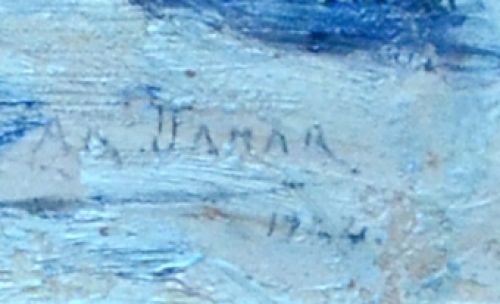 Vrouw en kind voor de haven