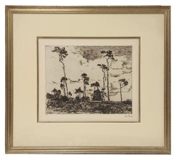 Gesigneerde ets van de Nederlandse kunstenaar Willem de Zwart