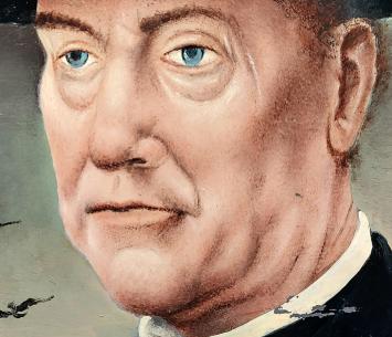 Walter Philips  met een lakverf schilderij