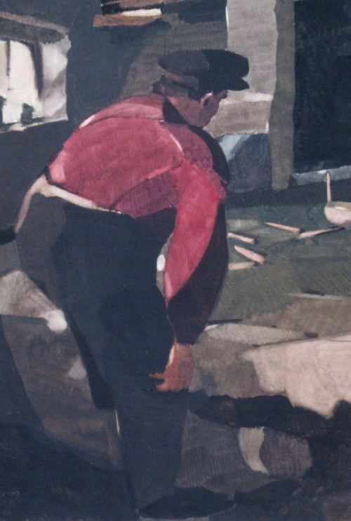 Willem van Hecke met een aquatel uit 1930