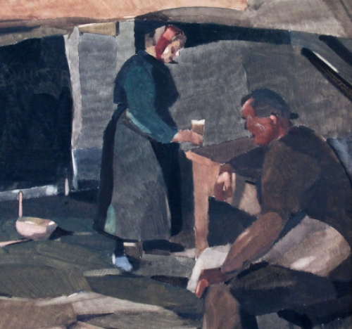 Willem van Hecke met een schilderij uit 1930