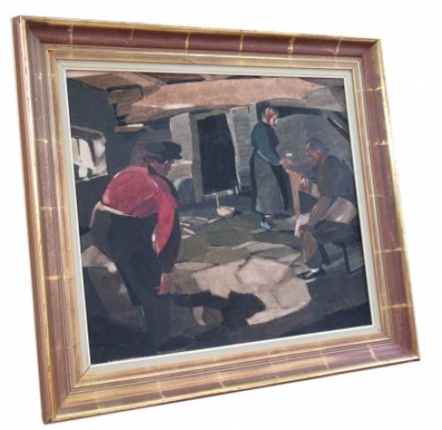 Interieur met vissers Blankenberge 1930