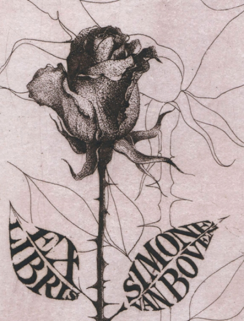 Walter F. Brems met ex libris voor Simone Van Boven