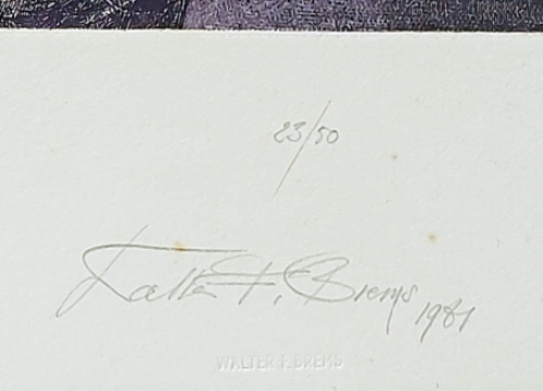 Walter F. Brems met een ets uit 1981