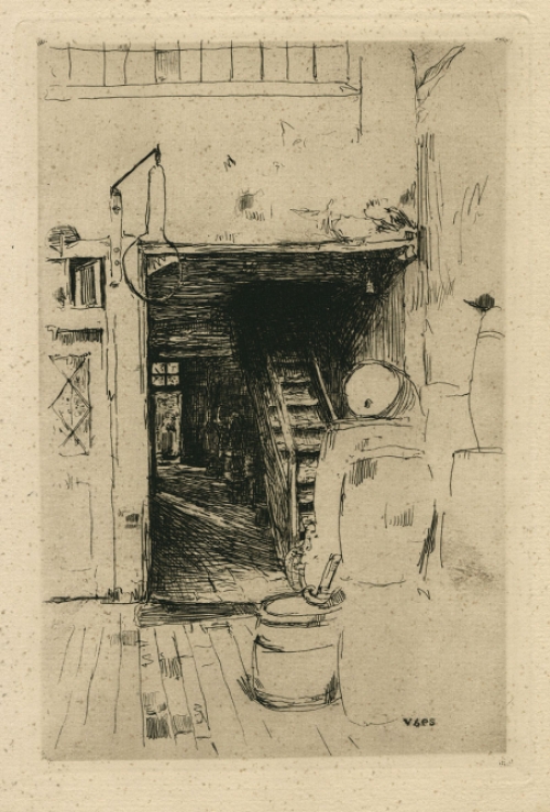 Walter Vaes Belgische kunstenaar met een Grafisch werk van Vlaams interieur