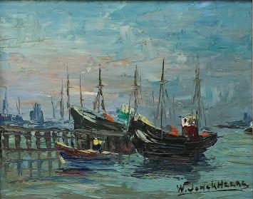 De Belgische schilder Walter Jonckheere met een haven