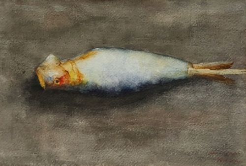 Kleine aquarel van Walter Vaes, Belgische kunstenaar