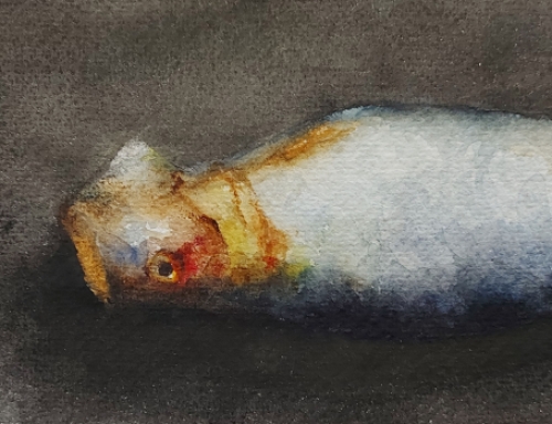 Walter Vaes met een aquarel