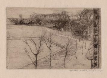 Ets, landschapje van de Antwerpse kunstenaar Walter Vaes