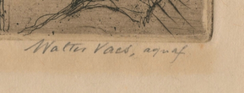 Een ets van de Belgische etser W. Vaes