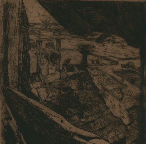 Artist belge Walter Vaes avec gravure