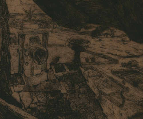 Originele ets van Belgische etser Walter Vaes