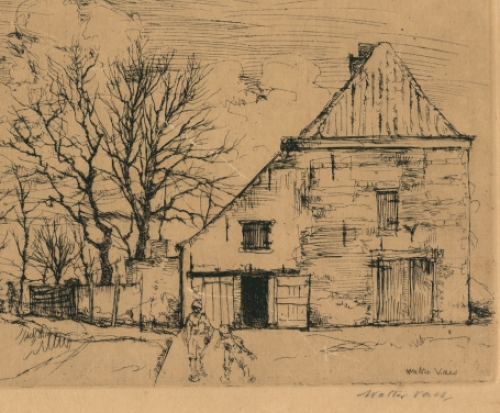 Originele ets van Belgische kunstenaar Walter Vaes