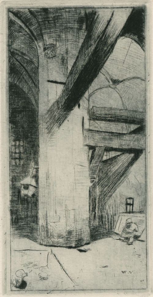 Artist belge Walter Vaes avec gravure