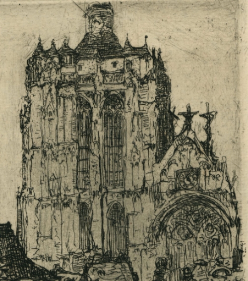 Originele ets van Belgische kunstenaar Walter Vaes