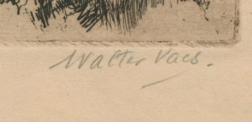 Een ets van de Belgische etser W. Vaes