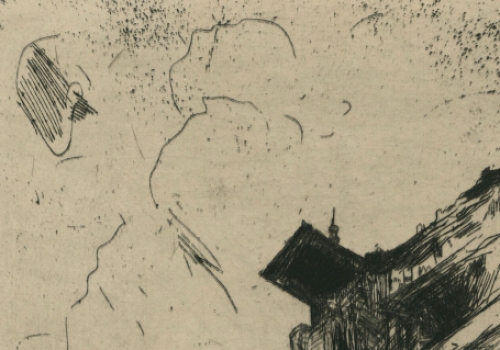 Originele ets van Belgische kunstenaar Walter Vaes