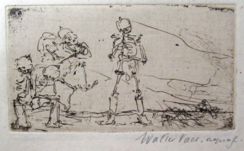 Originele ets van Belgische kunstenaar Walter Vaes