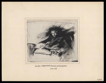 Studie, zelfportret hand 3 hoofden en studieblad