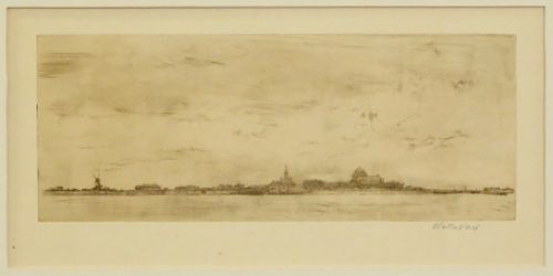 Walter Vaes Belgische kunstenaar met Veere vanaf Camperland uit 1921