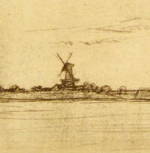 Walter Vaes schilder en etser Veere vanaf Camperland