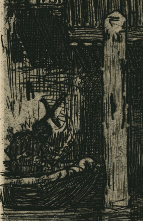 Originele ets van Belgische kunstenaar Walter Vaes