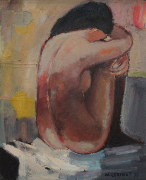 De Belgische kunstschilder Ward Lernout met een naakt