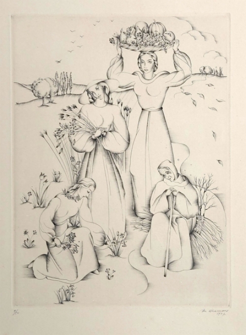 Een ets uit 1947 van de Belgische etser Margot Weemaes