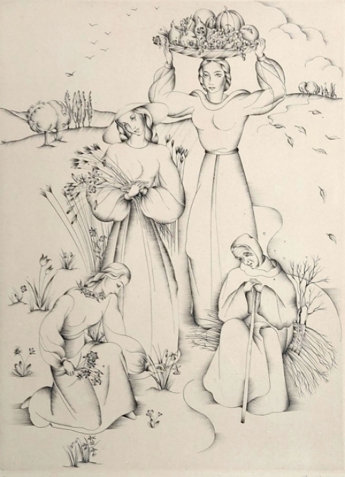 Margot Weemaes met een opgehoogde ets uit 1947