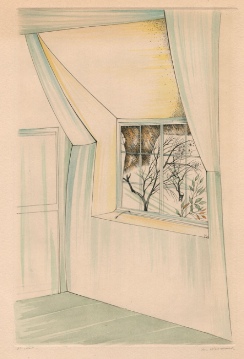 Margot Weemaes met een opgehoogde ets