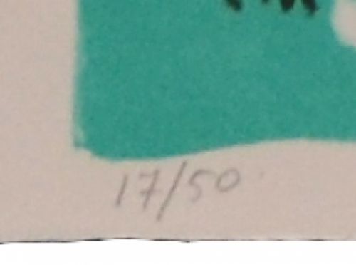 Gekleurde litho uit 1974 van de Nederlandse dichter Lucebert