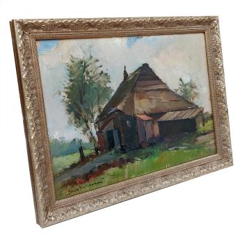 Oude hoeve in een landschap