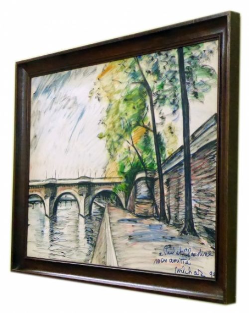 Schilderij op papier van wilchar gemengde techniek