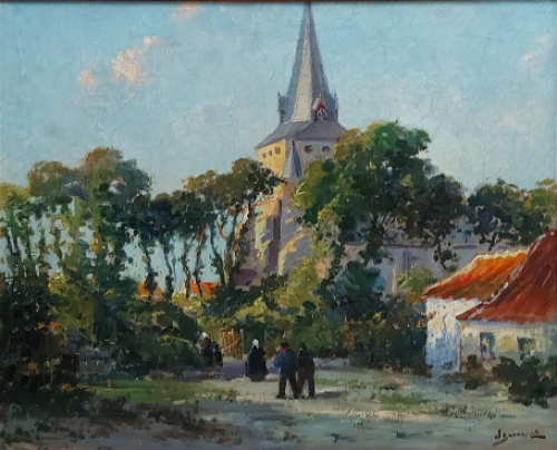 Olieverfschilderij van de Belgische kunstenaar Willem Battaille