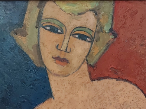 Willem Borgh, met een schilderij op doek
