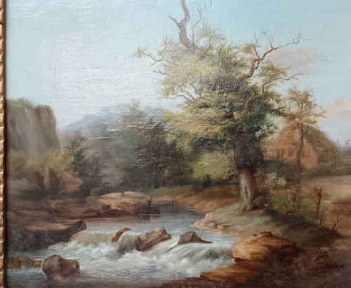 Willem de Klerk met een romantisch schilderij