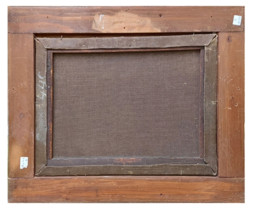 Romantisch landschap met riviertje en een wandelaar