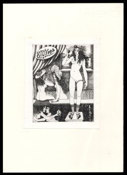 Denyse Willem met een ex libris voor Serge Golifman