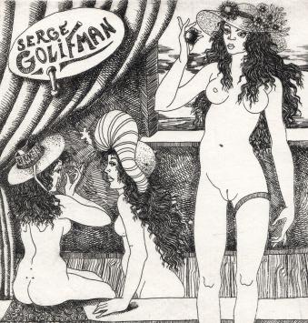 Naakte vrouwen, ex libris, grafisch kunstwerk