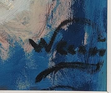 Willy Clevers met een groot schilderij