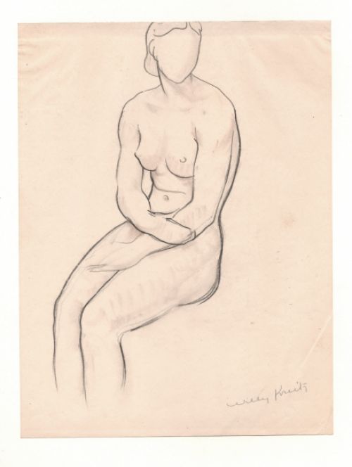 Potloodtekening van de Belgische kunstenaar Willy Kreitz