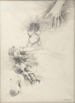 kunstwerk op papier van de Belgische graficus Roger Wittevrongel