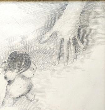 Potloodtekening Belgische kunstschilder en tekenaar Roger Wittevrongel